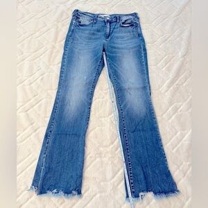 KanCan Light Blue Flare Jeans with Frayed Hem